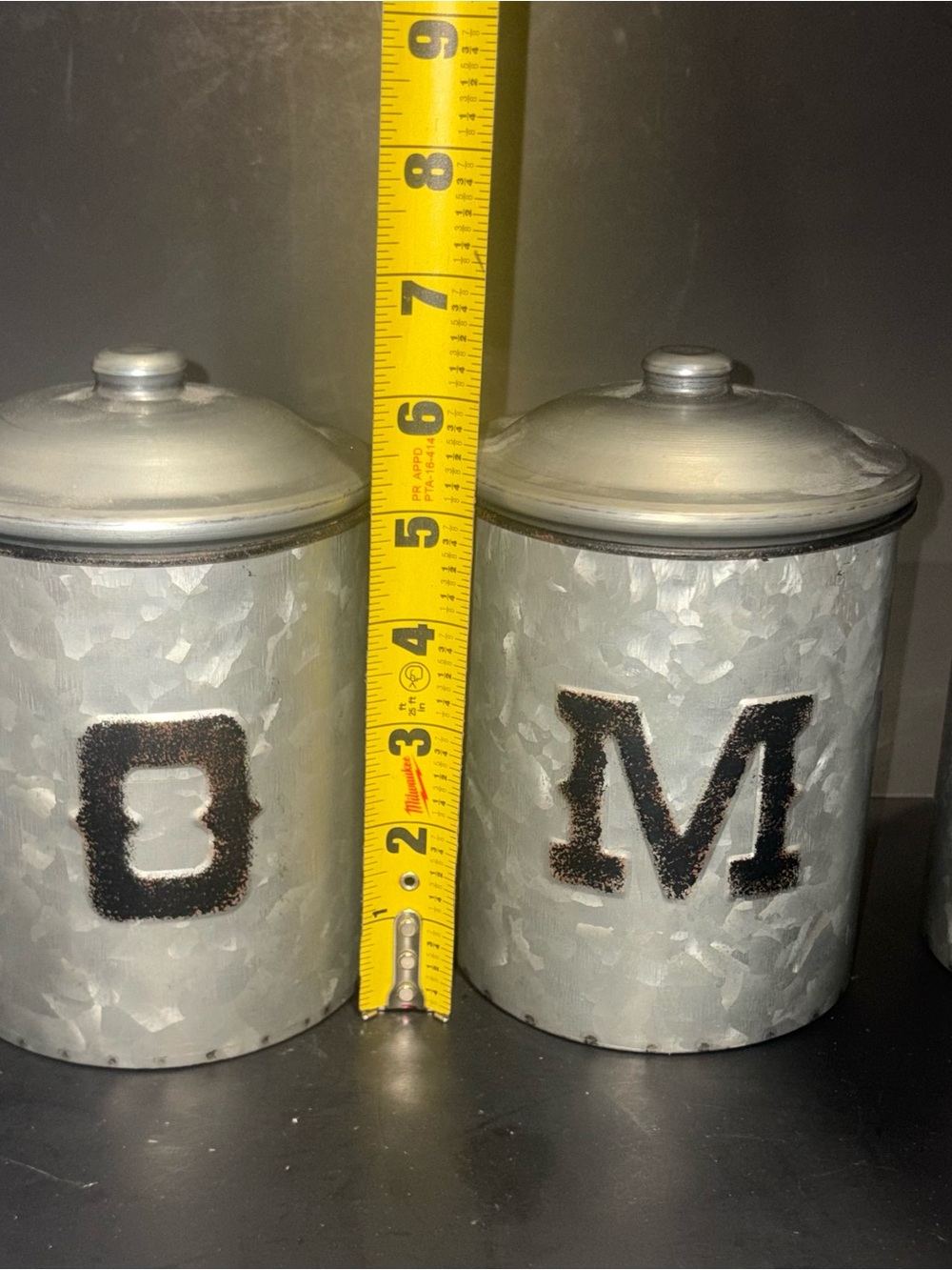 Galvanized Metal Canister Set - Lettered HOME - Picture 2 of 4